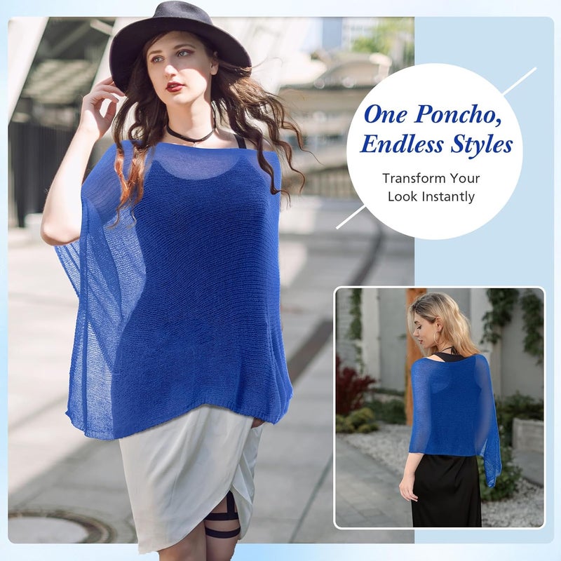 Jamntower 1 Pcs Women Sheer Poncho Shrug Summer Sheer Blouse Top Lightweight Poncho Sheer Bolero for Formal Evening Dress - Image 5